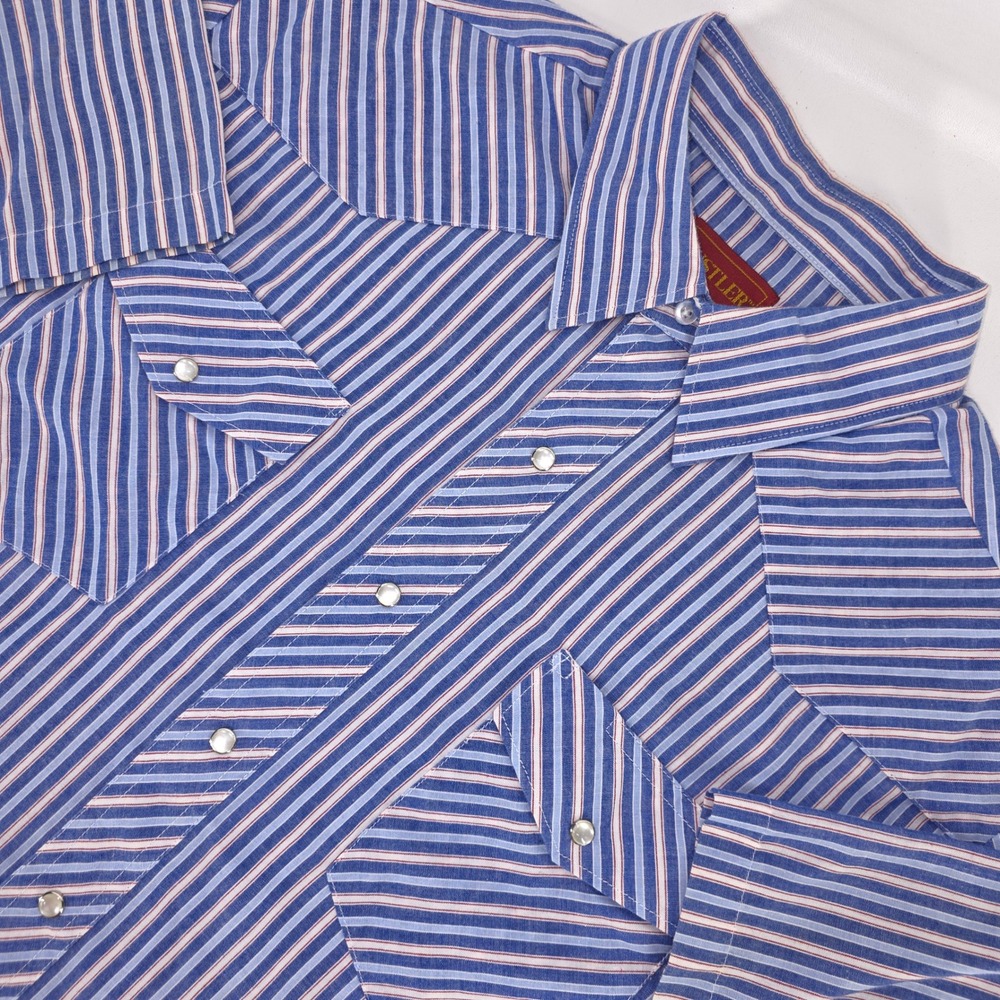 RUSTLER X-Long Tails Pearl Snap Shirt Mens XL Plaid Western Rodeo Cowboy Classic
